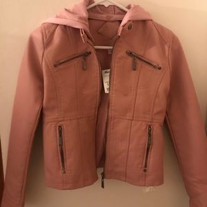 Vegan Leather Dusty Pink Jacket for girls